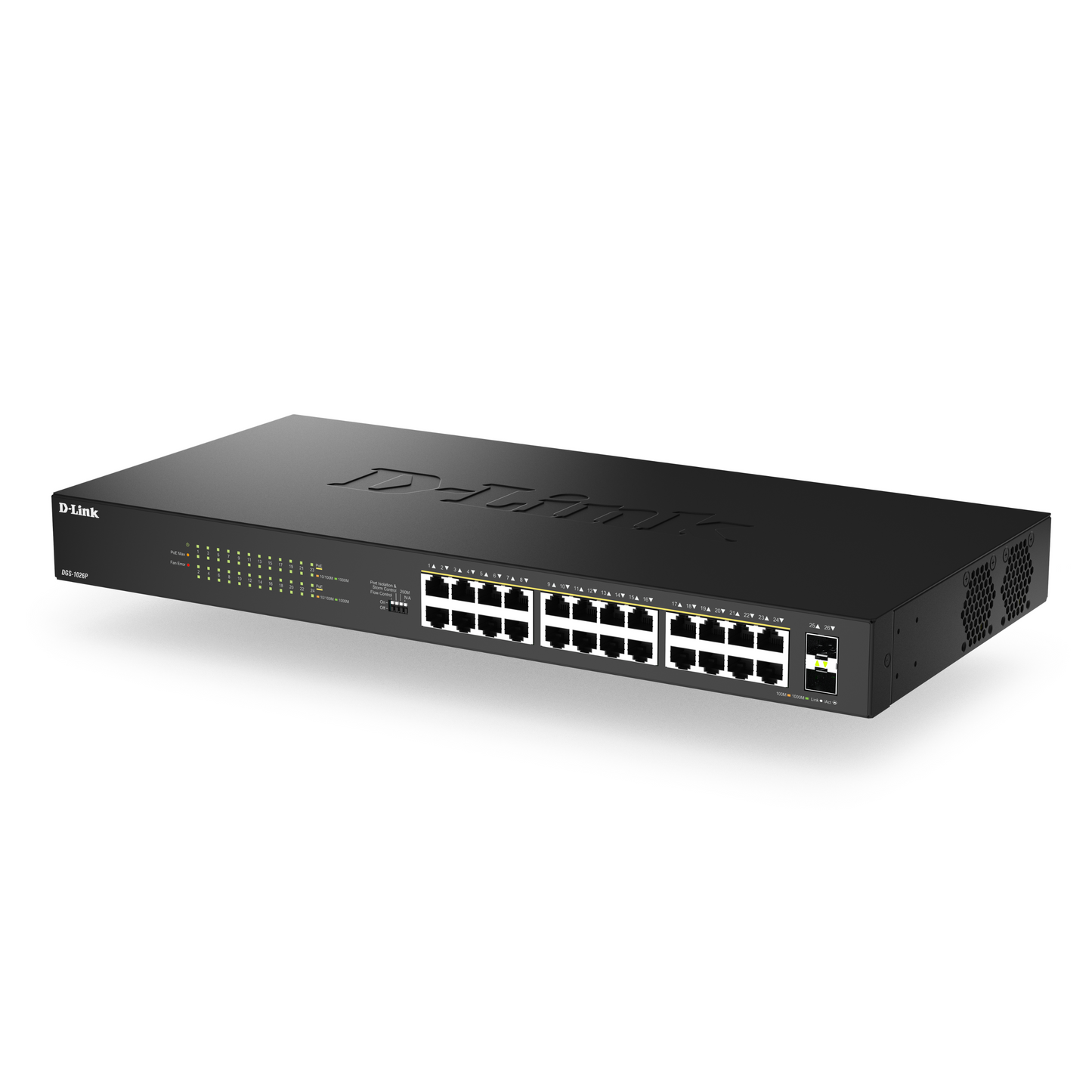 24-Port Gigabit PoE+ Unmanaged Switch with 2 SFP Ports - DGS-1026P