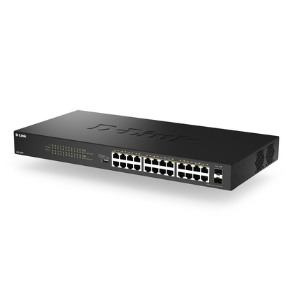 24-Port Gigabit PoE+ Unmanaged Switch with 2 SFP Ports - DGS-1026P