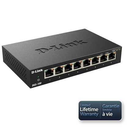 8-Port Gigabit Metal Desktop Switch - DGS-108