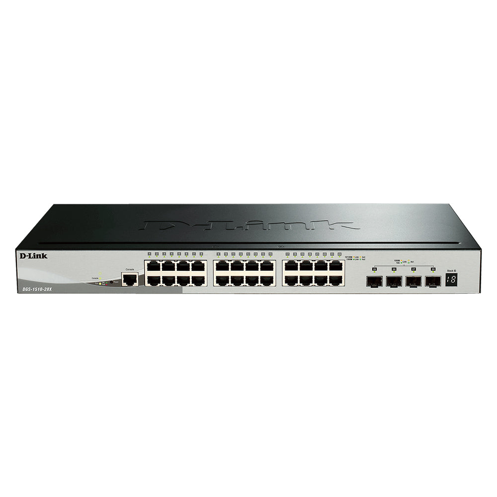 D-Link 28-port Stackable Gigabit Switch including 4 10GbE SFP+ ports - DGS-1510-28X