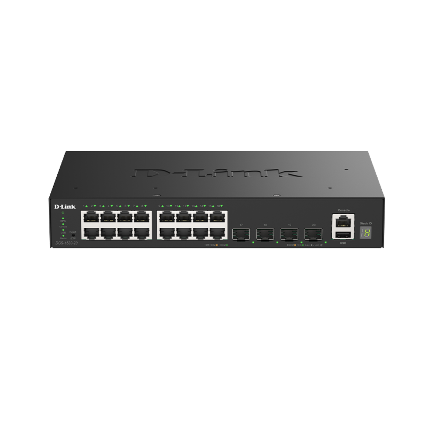 D-Link DGS-1530-20 network switch on a white background