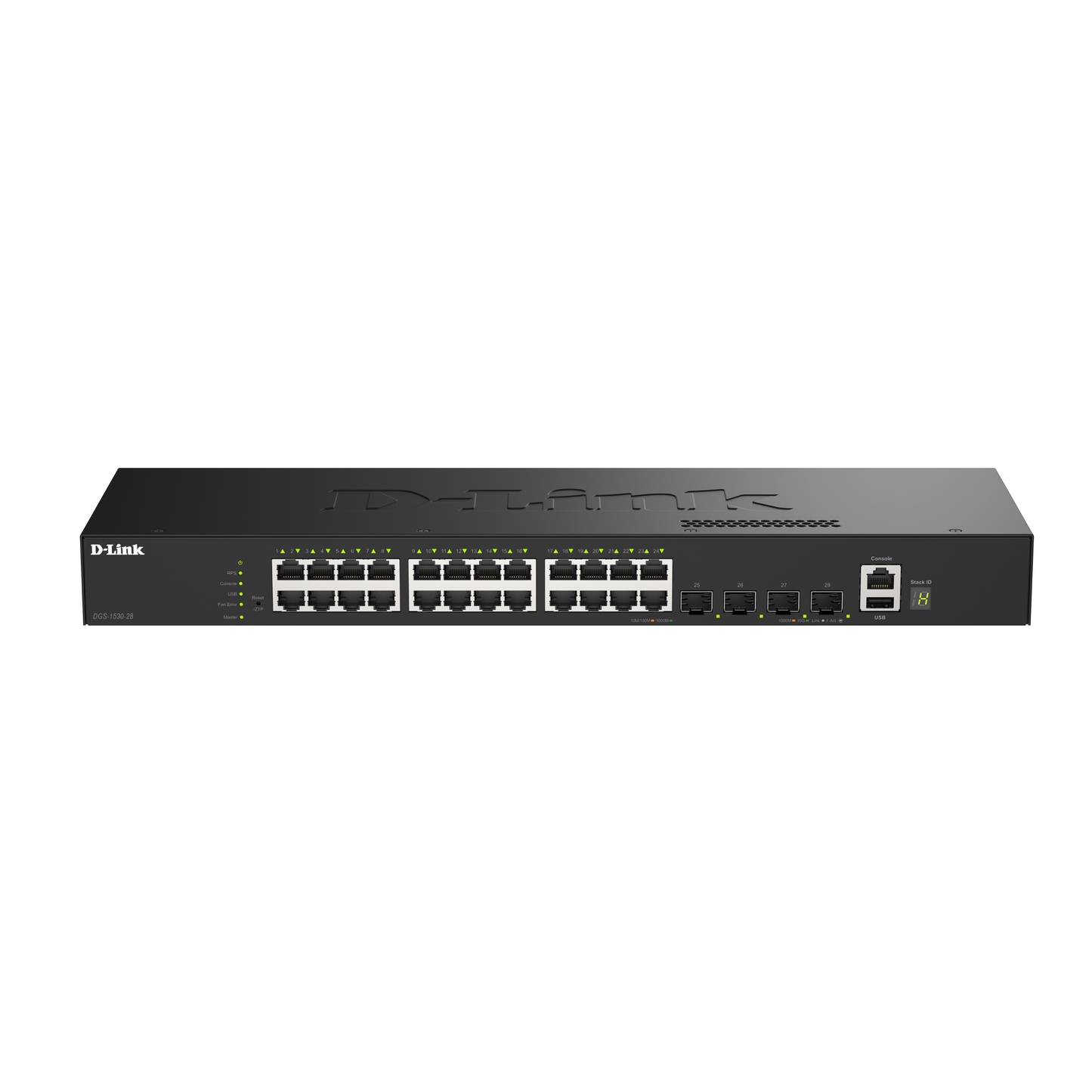 D-Link DGS-1530-28 network switch on a white background