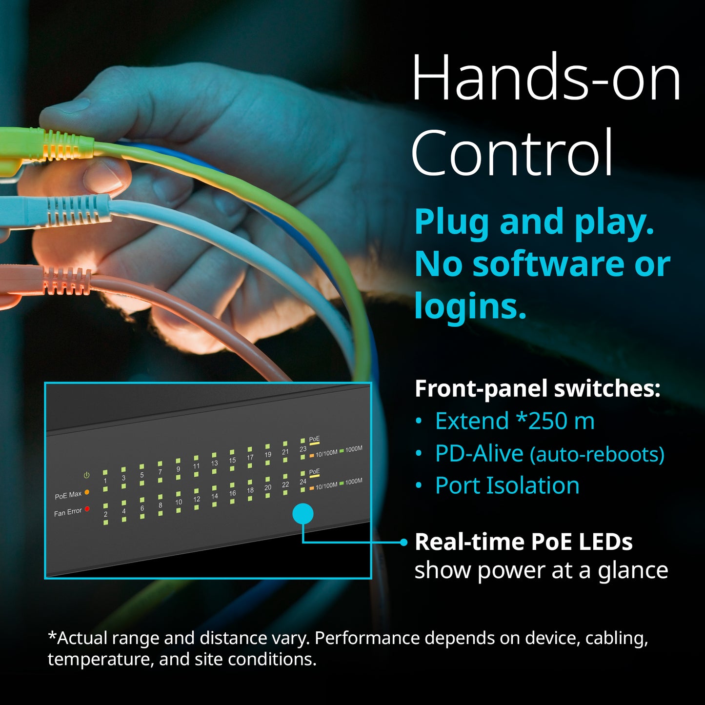 24-Port Gigabit PoE+ Unmanaged Switch with 2 SFP Ports - DGS-1026P