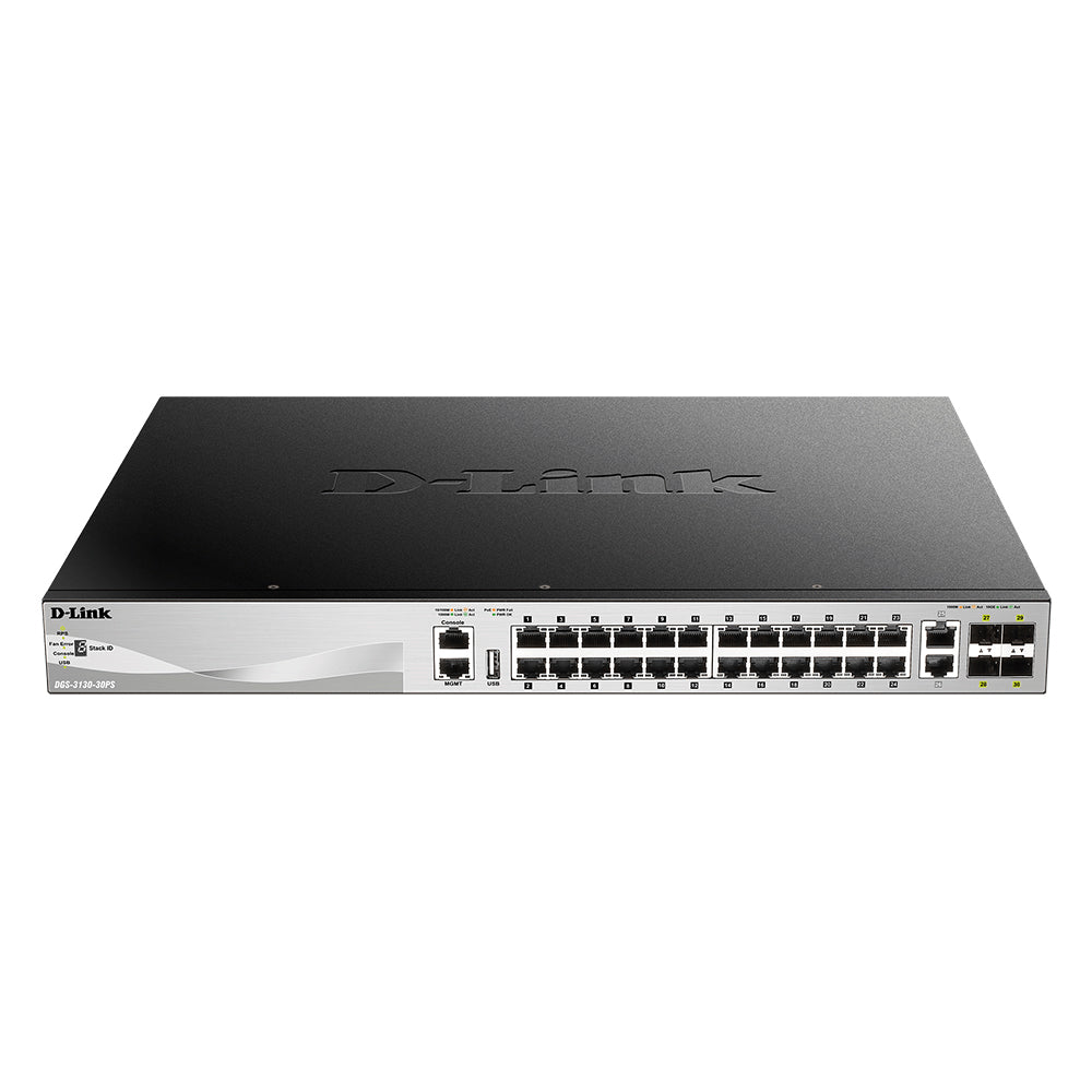 D-Link 30-Port Lite Layer 3 Stackable Managed PoE Switch - DGS-3130-30PS
