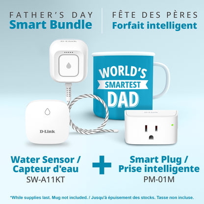 D-Link Expandable Smart Wi-Fi Water Leak Sensor Starter Kit (SW-A11KT) plus D-Link Wi-Fi Smart Plug (PM-01M) - Special Bundle