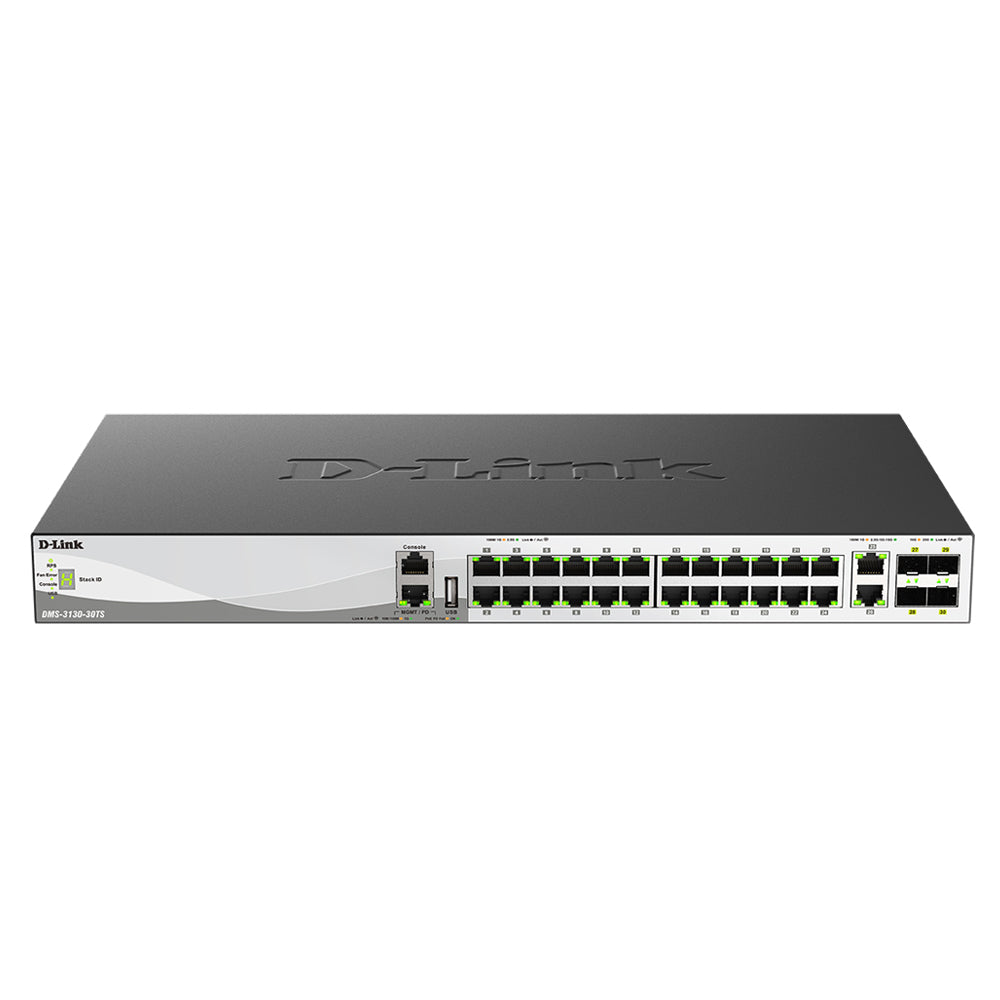 D-Link 30-Port Fully Managed Multi-Gigabit Stackable Switch with 2 10G & 4 25G Ports - DMS-3130-30TS