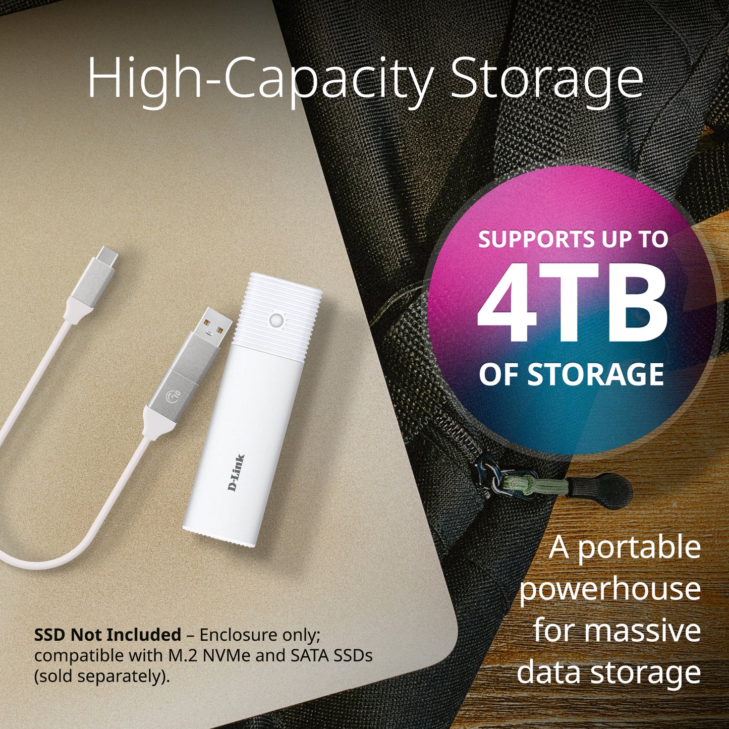Boîtier SSD USB-C M.2 NVMe/NGFF - DSP-111