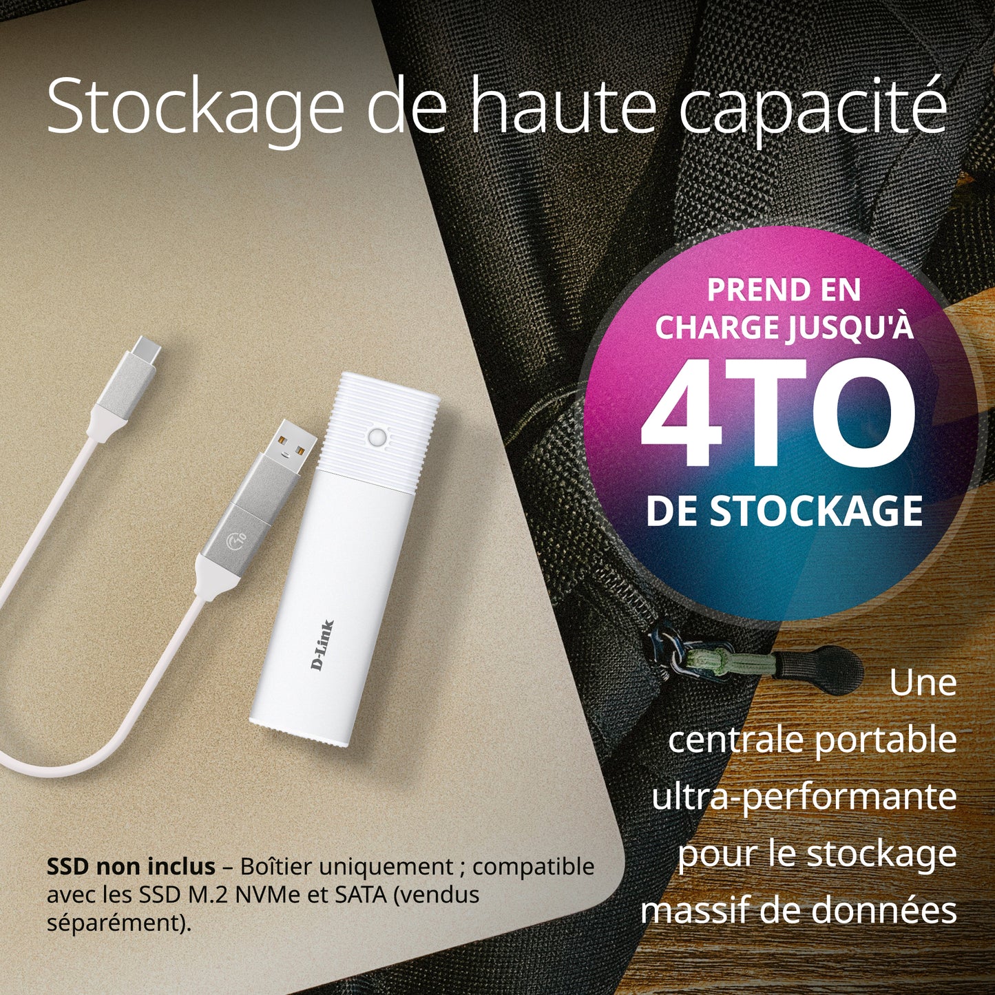 Boîtier SSD USB-C M.2 NVMe/NGFF - DSP-111