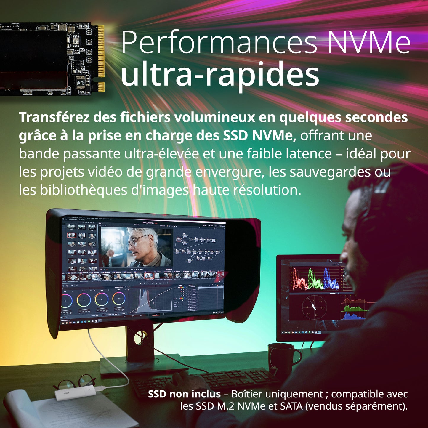 Boîtier SSD USB-C M.2 NVMe/NGFF - DSP-111