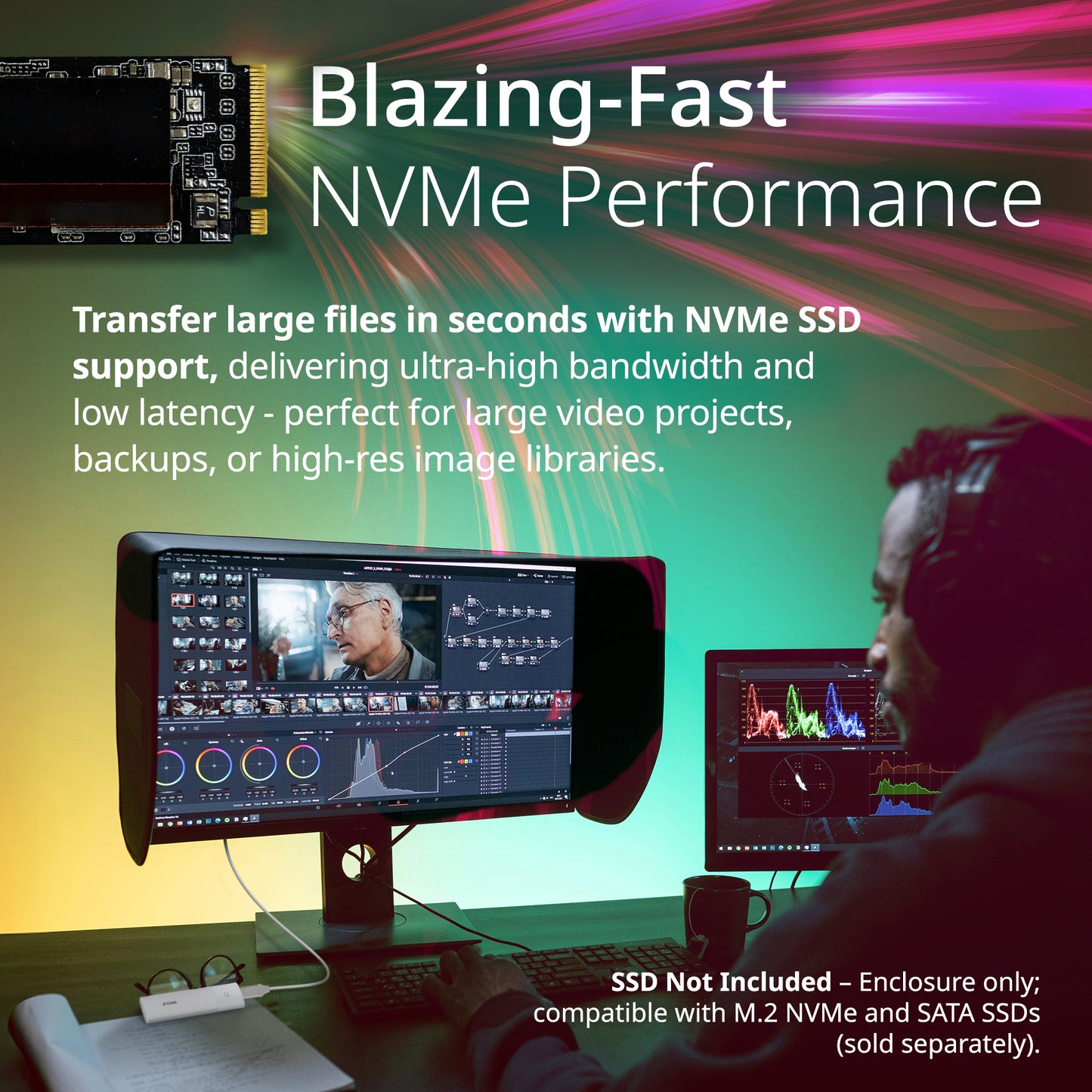 Boîtier SSD USB-C M.2 NVMe/NGFF - DSP-111