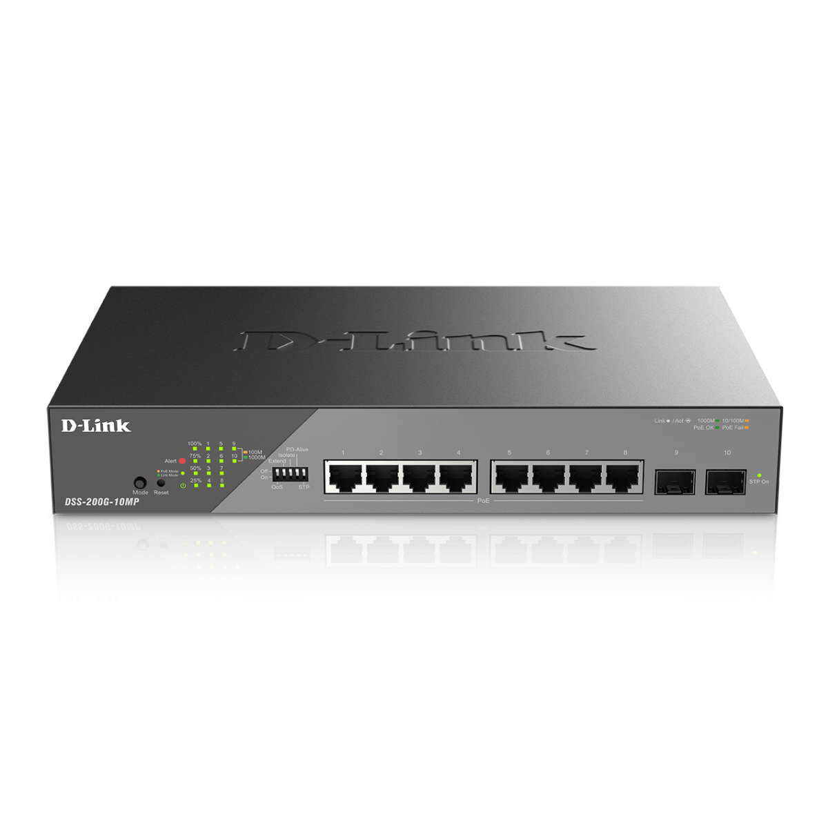 D-Link 8-Port Gigabit PoE+ Smart Managed Switch with 2 SFP Ports D-Link 8-Port Gigabit PoE+ Smart Managed Switch with 2 SFP Ports