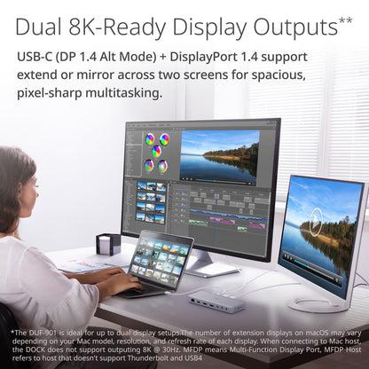 Station d'accueil USB 4 9 en 1 avec deux ports d'affichage 8K - DUF-901