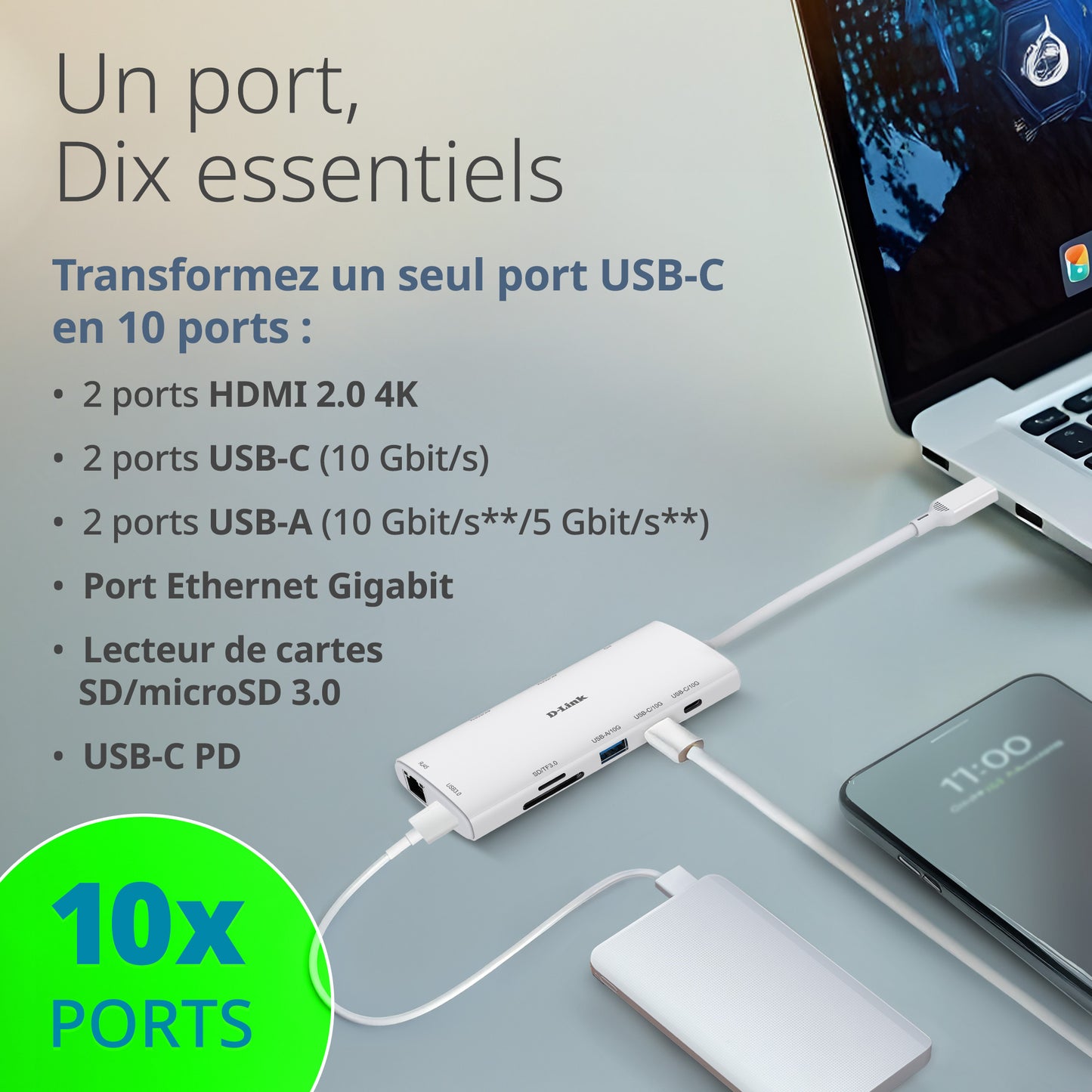 Hub USB-C 10 en 1 - DUP-A01