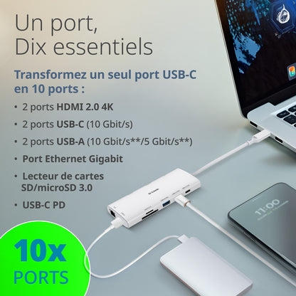 Hub USB-C 10 en 1 - DUP-A01