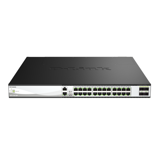 Network switch with multiple ports on a white background