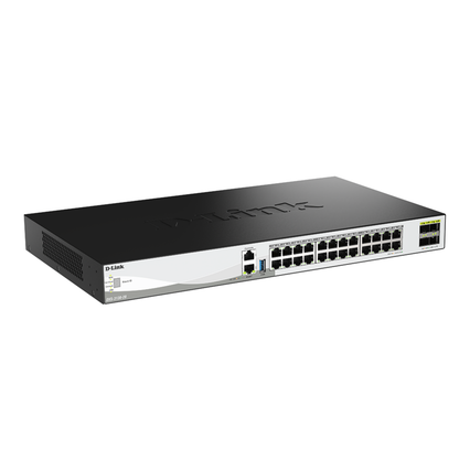 D-Link 28-Port 10GbE Multi-Gig Layer 3 Stackable Managed Ethernet Switch (DXS-3130-28) 24-Port 10GE Ports, 4×25GbE SFP28 Uplinks, 9-Unit/200Gbps Stacking, Surge Protection, Rack-Mountable, Follows NDAA/TAA, Lifetime Warranty