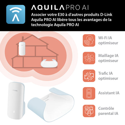 D-Link AQUILA PRO AI AX3000 Wi-Fi 6 Smart Mesh Extender - E30