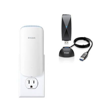 D-Link AQUILA PRO AI AX3000 Wi-Fi 6 Smart Mesh Extender (E30) + Wi-Fi 6 USB Adapter (DWA-X1850-B1-BB-CD)