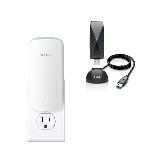 D-Link AQUILA PRO AI AX3000 Wi-Fi 6 Smart Mesh Extender (E30) + Wi-Fi 6 USB Adapter (DWA-X1850-B1-BB-CD)