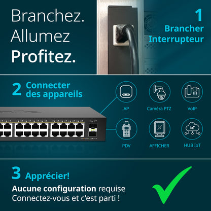 24-Port Gigabit PoE+ Unmanaged Switch with 2 SFP Ports - DGS-1026P