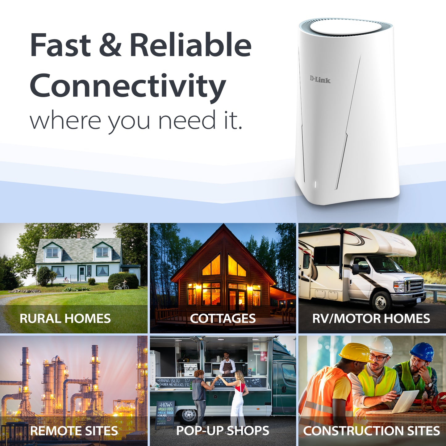 D-Link AX3000 5G NR Cellular Gateway WiFi 6 Router (G530) Optimized High-Gain Antennas | Dual-WAN Failover | Certified with PTCRB