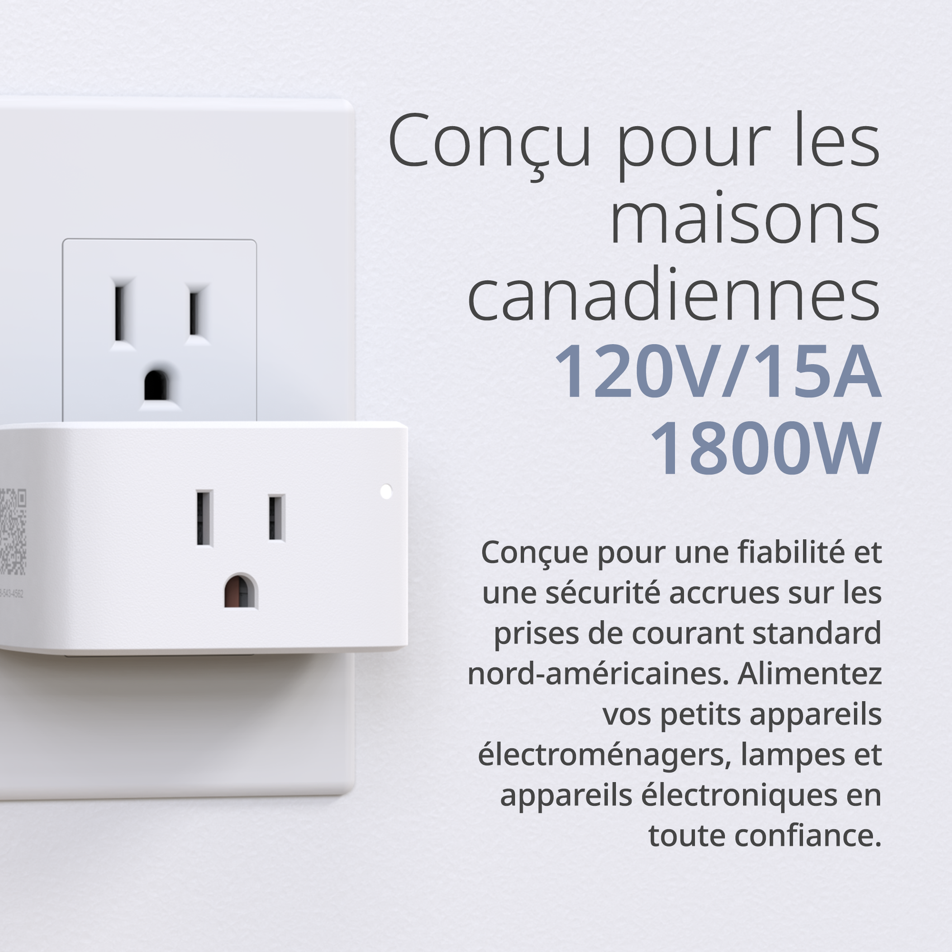Electric outlet with text about Canadian homes and electrical specifications on a white background