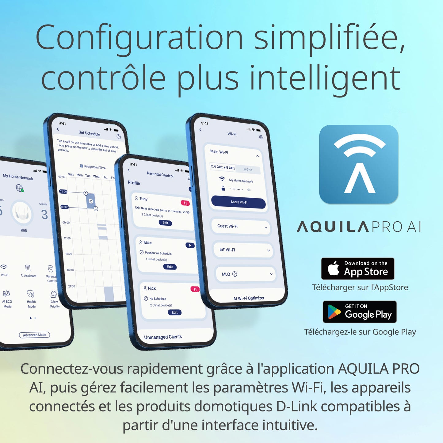 Routeur intelligent Wi-Fi 7 double bande D-Link BE3600 - 36 R