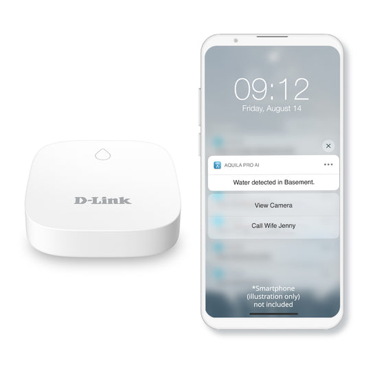 Add-on Remote water sensing pod (SW-A2) for D-Link Smart Wi‑Fi water leak sensor kit (SW-A11KT) with siren, strobe, app alerts & Google Assistant support. Covers up to 17 spots. No hub needed. Easy setup. 