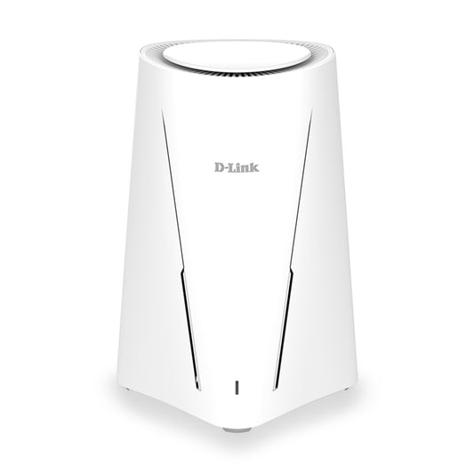 White D-Link router on a white background