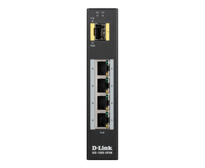 5-Port Gigabit Unmanaged Hardened Industrial PoE Switch w/ 1 Gigabit SFP port - DIS-100G-5PSW