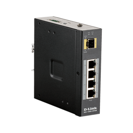 5-Port Gigabit Unmanaged Hardened Industrial PoE Switch w/ 1 Gigabit SFP port - DIS-100G-5PSW